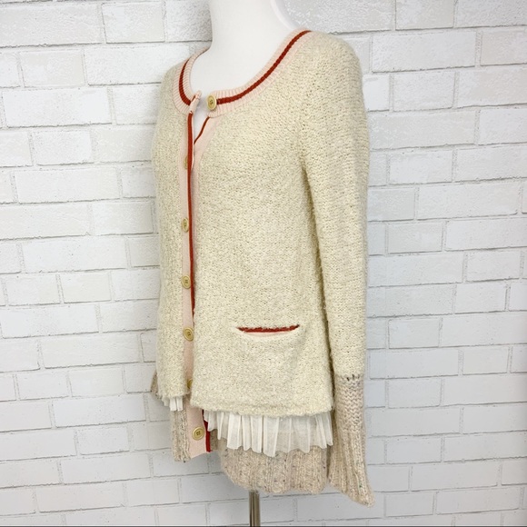 Anthro. Charlie & Robin Ruffle Baseball Cardigan - Picture 5 of 9